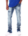 OEM Fashion Streetwear Φλεγόμενα παντελόνια που διαρρέουν φτερωτά τζιν άντρες Homme Custom Skinny Jeans Patched Denim στοιβαγμένα τζιν Men1