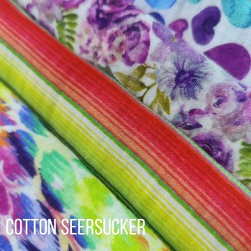 Digital Printing Fabric Cotton Woven Seersucker Purple Floral Design Bubble Fabric1