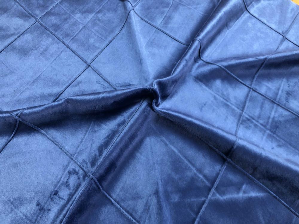 Navy Blue Plaid Velvet Fabric