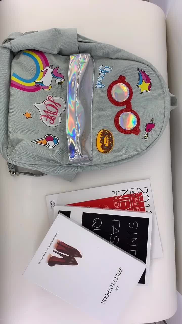 Custom Printing Unicorn School Bag Fashion Jean Backpack Bags New for Teenagers Girls Unisex1