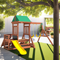 Wooden Climbing Frame with Slide and Swing Set for Backyard Play1