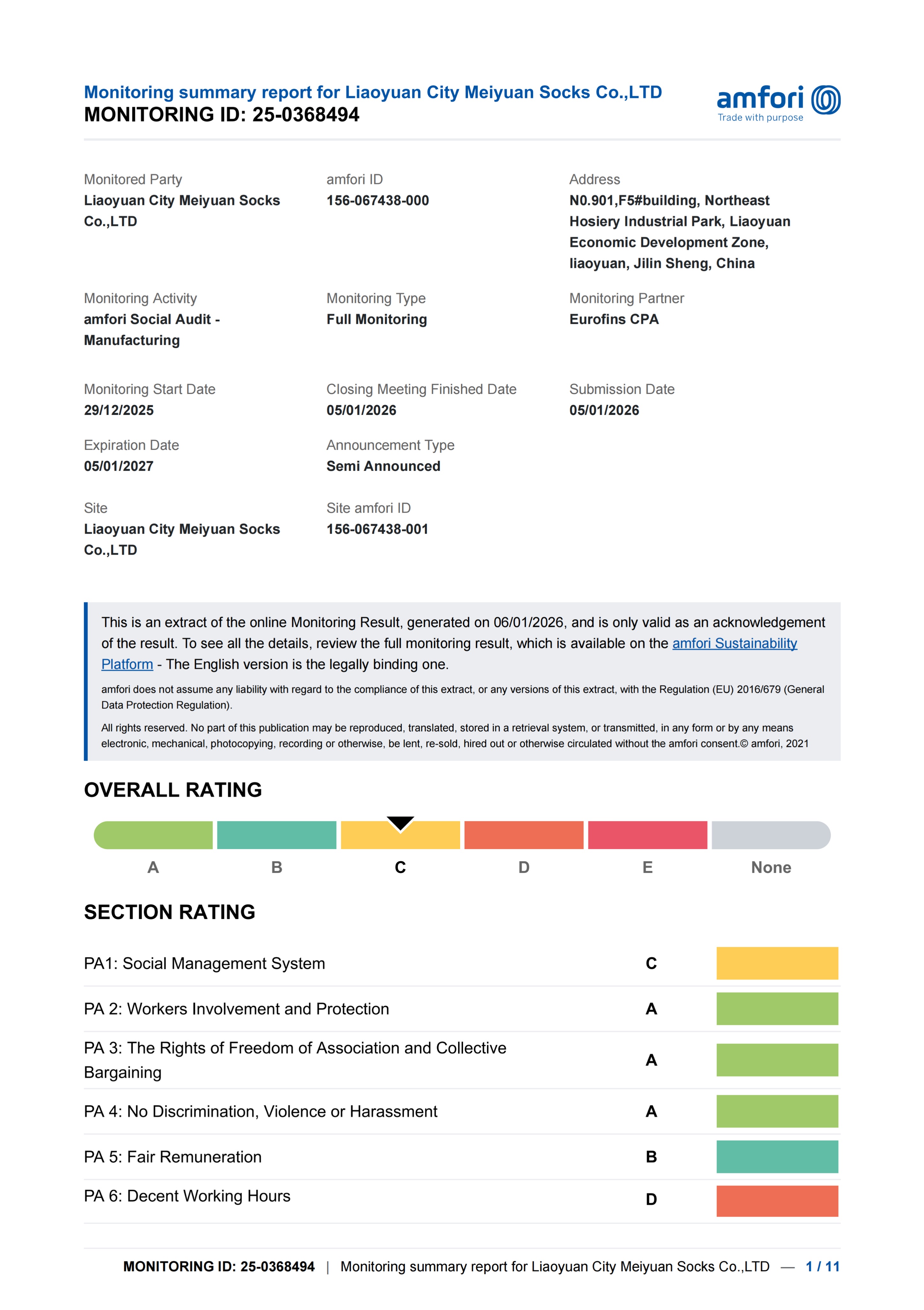 BSCI Certification Report