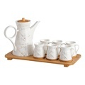 Ceramic and Porcelain Teapot Set for 6 Cups with Wooden Tray1