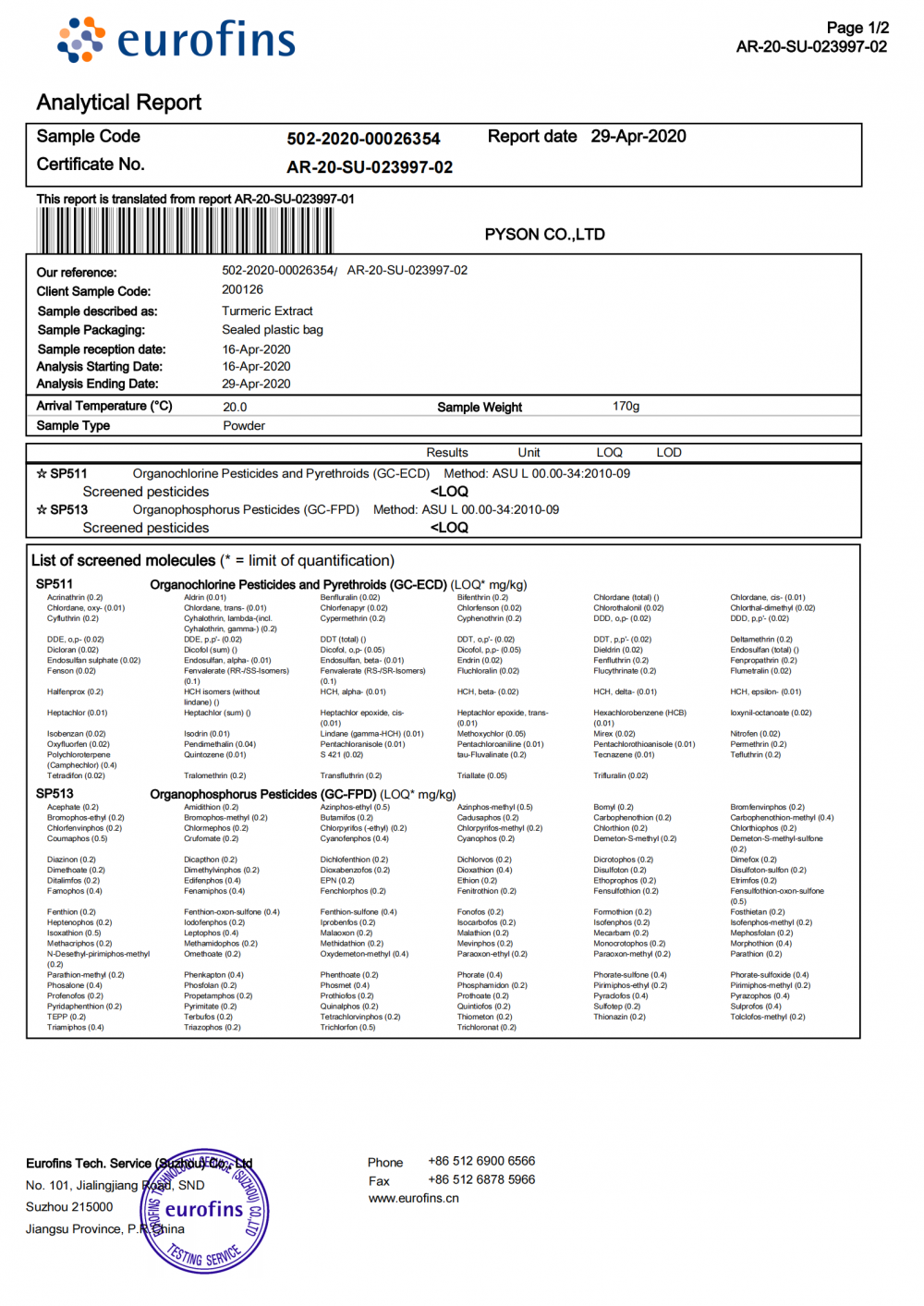 Analytical Report