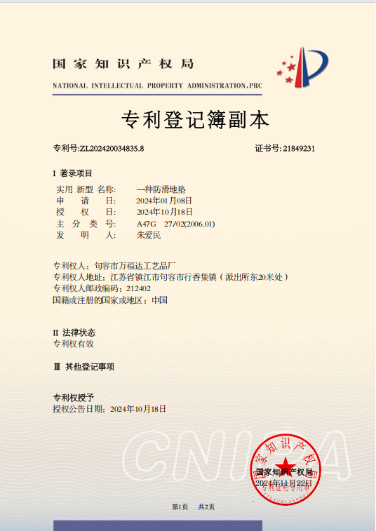 Copy of Patent Register