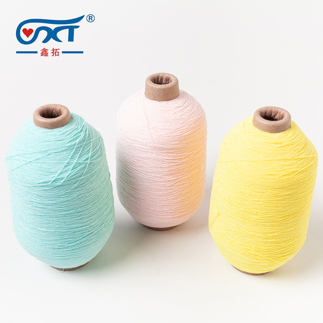 Custom colors Thread Rubber Polyester Covered Yarn Elastic Rubber Thread Spun Yarn