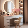 Modern slaapkamermeubels LED Licht Witte kleur Optionele opbergkleed Make -up make -up make -upkruidtafel met LED1