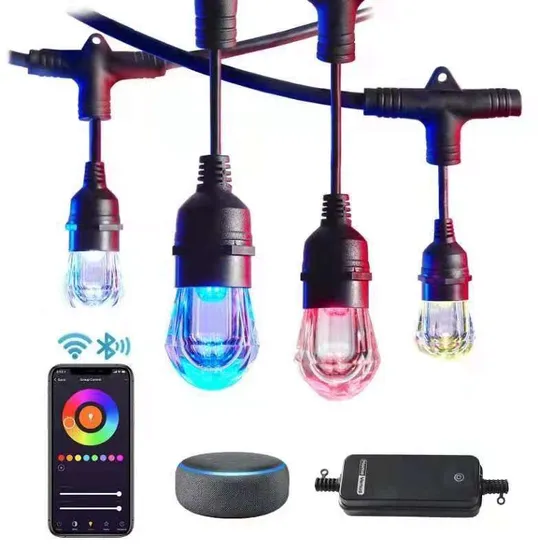 Luzes de cordas LED inteligentes à prova d&#39;água vibrantes para eventos ao ar livre1