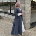 جدیدترین لباس مسلمان اپن ترکیه طرح Abaya در دبی لباس زنانه شیک و شیک آستین کشی کرپ کت لباس عبای 1