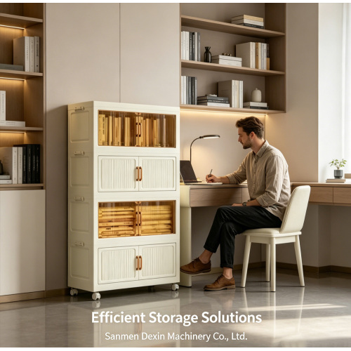 Stackable Wheeled Multi-Compartment Storage Cabinet for Home Use