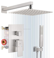 12 Inch Rainfall Showerhead with Brushed Nickel Finish: Complete Bath Faucet Set1