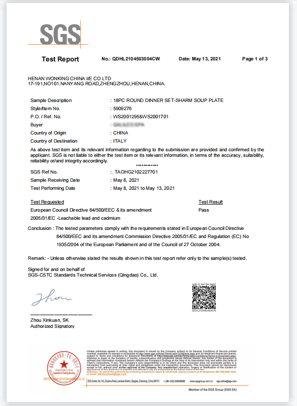 SGS Test Report