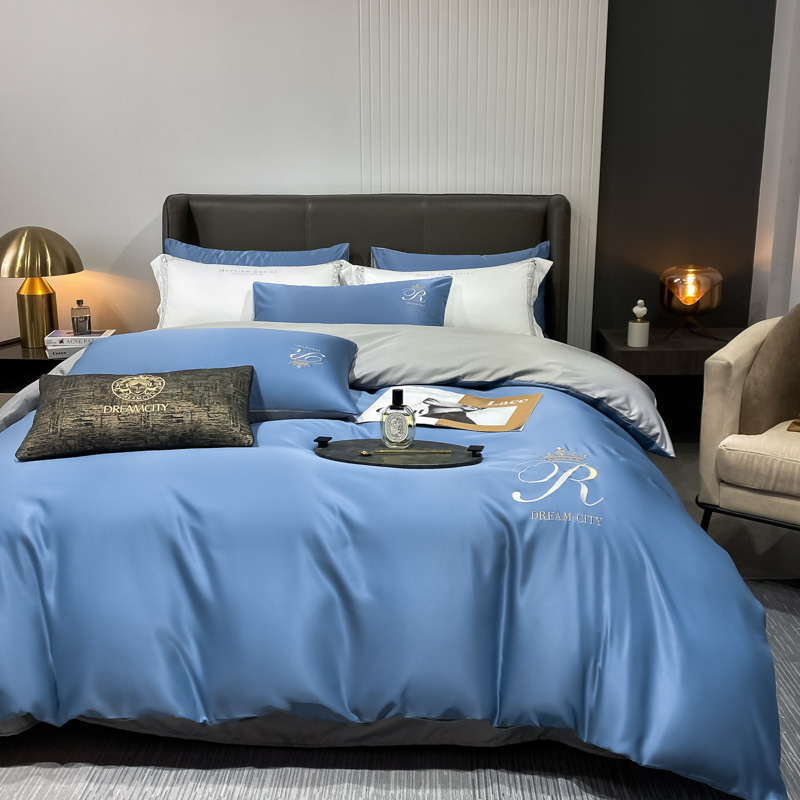 Solid washed silk bedding set 