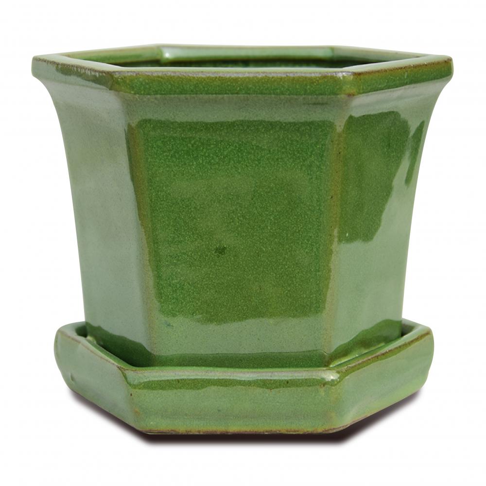 Manufactory Direct Ceramic Pot Glazed Frost Resistant Hexagon Flower Pot 05