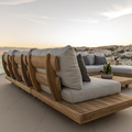 Móveis de madeira de teca impermeável com almofadas sala de estar varanda de varanda pátio hotel hotel secional ao ar livre sofá1
