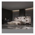 Modern Widescreen Italian Luxury Design King Size Double Bed Soft Cowhide Frosted Furniture Villa Mansion Bedroom Home1