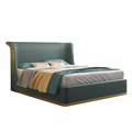 Camas de couro modernas Design de luxo móveis de quarto conjunto de tamanho king size de cama curva com quadro de cama1