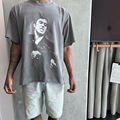 Custom Men's Distressed Stone Washed Cotton Graphic T-Shirts with Raw Hem and Acid Wash1
