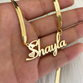 Custom Gold Initial Necklace with Snake Chain and Vintage Pendant1