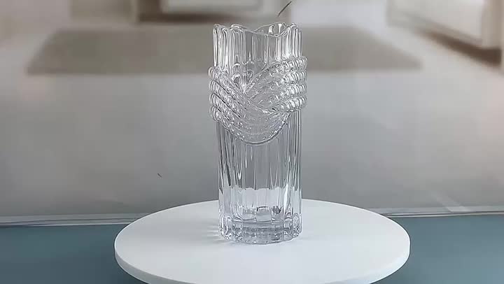 Vases de cristal en verre transparent décoratifs en relief