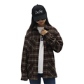 Casual Oversize Cotton Long Sleeve Shirt for Women - Plaid Fashion Design1