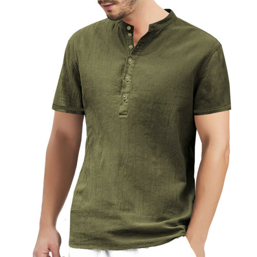 Conforto das camisas de linho de algodão masculinas