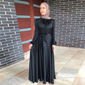 لباس شب ساده عربی ساتن ترکی مسلمان Abaya برای زنان مراکشی اسلامی Jalabiya دبی لباس مجلسی جشن رمضان با کمربند1