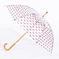 Transparent Curve J Handle Logo Printing PVC Wood Umbrella for Promotion1
