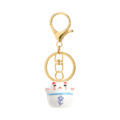 Cute White Lucky Cat 3D Metal Keychain with Jingle Bell1