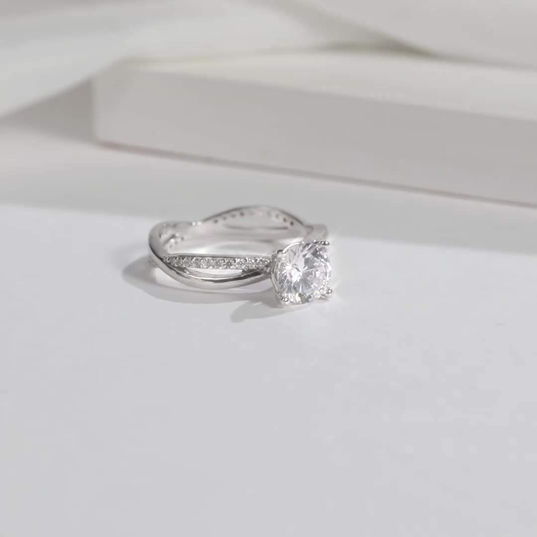Горячая продажа Twisted 925 Серебряное серебро сертифицировано Moissanite Rings Moissanite Ring Cring