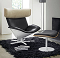 French Vintage Fiberglass Leather Metal Office/Living Room Aviator Armchair1