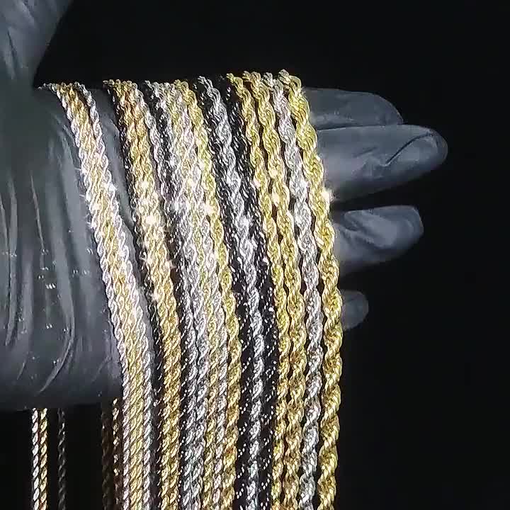 2 mm-6mm de aço inoxidável por atacado 18k Chain de corda com revestimento de ouro 18k colar de corrente de corda de prata preta preta de ouro11