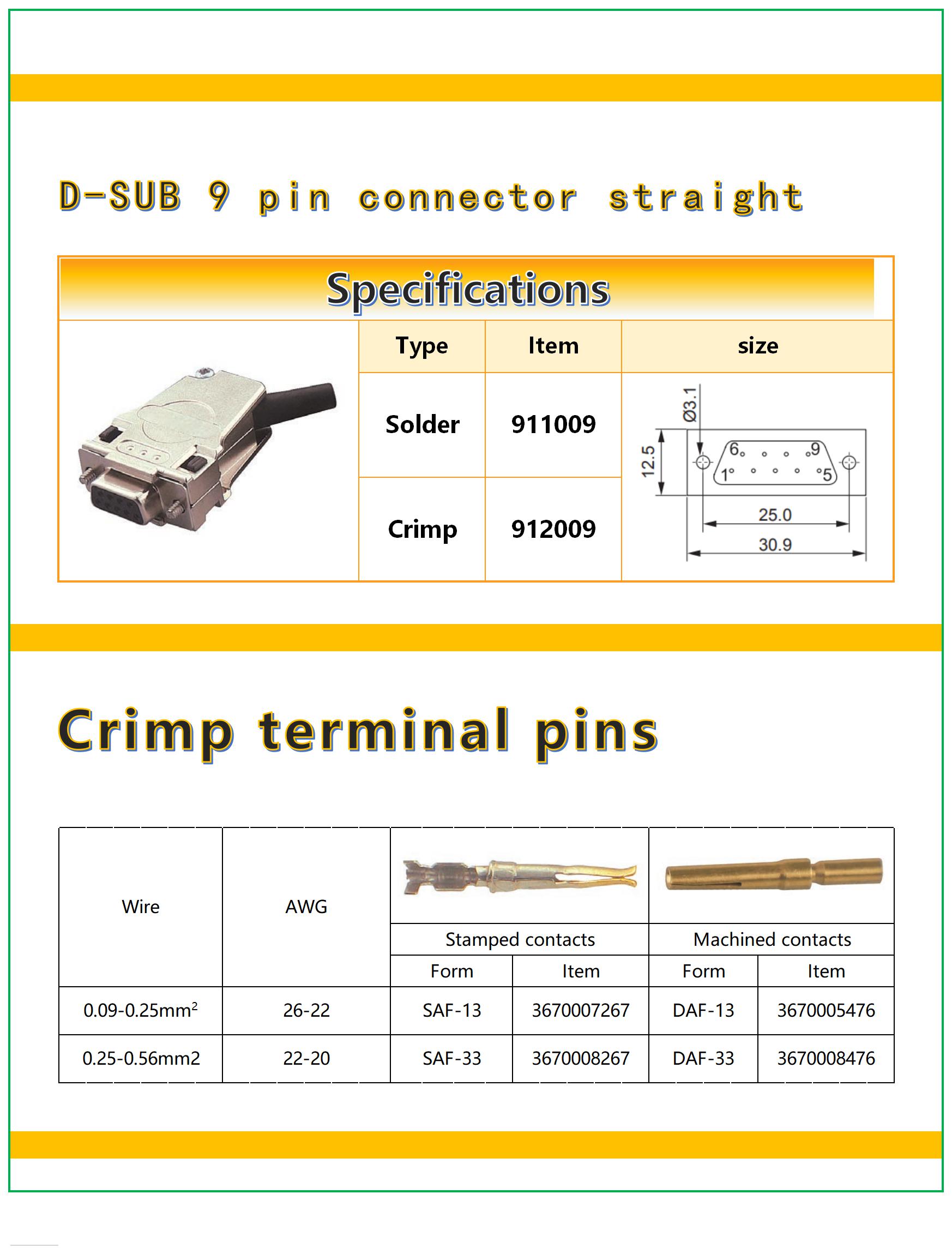 D-SUB 9 pin female connector