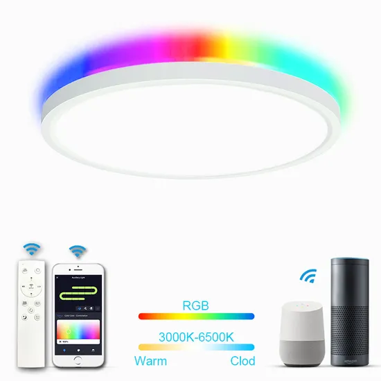Luz de teto RGB inteligente com controle remoto para o ambiente1