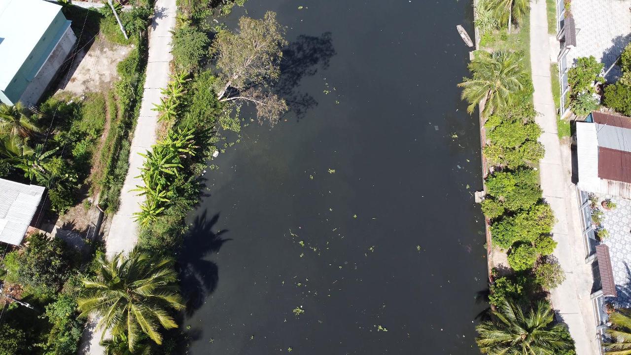 Pollution of river water by discharge of untreated