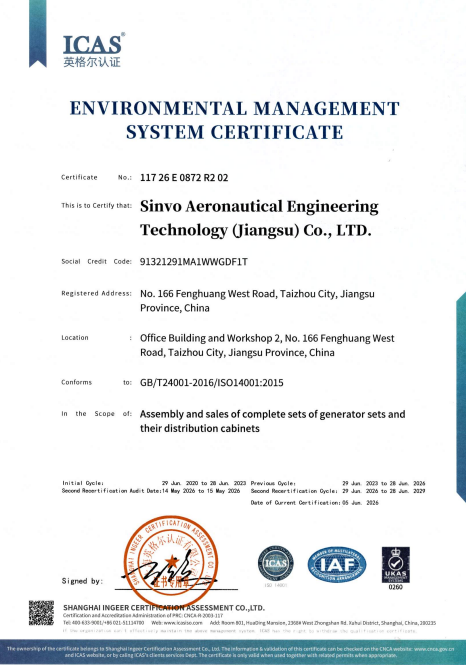 ENVIRONMENTAL MANAGEMENT SYSTEM CERTIFICATE