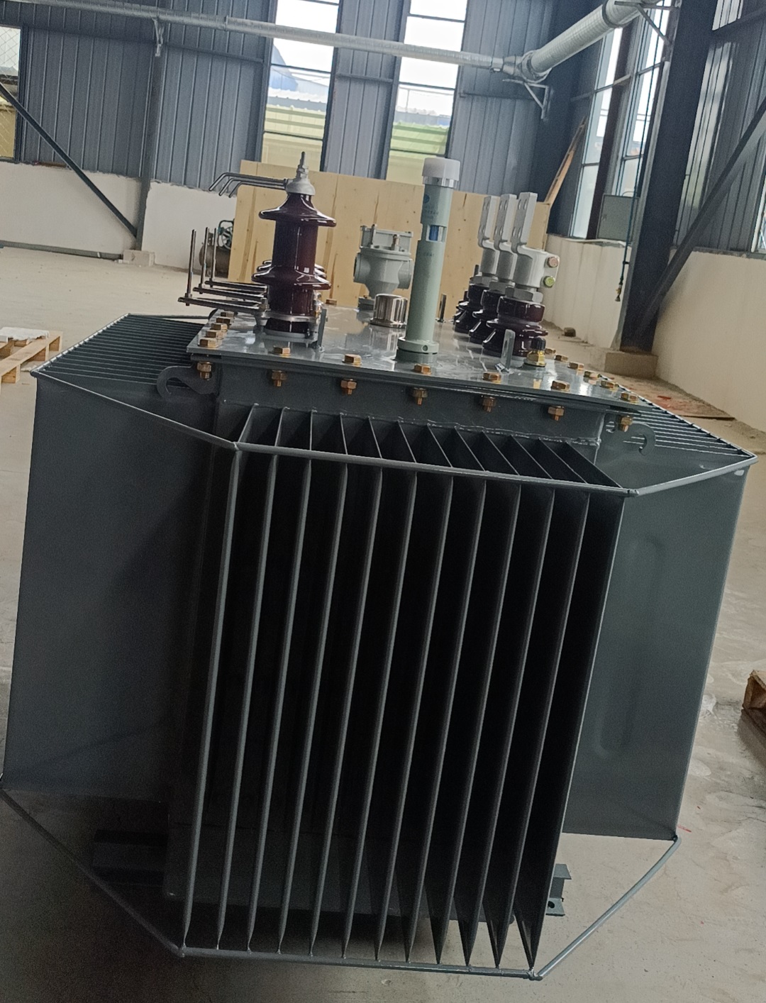 Oil immersed transformer ready for shipment