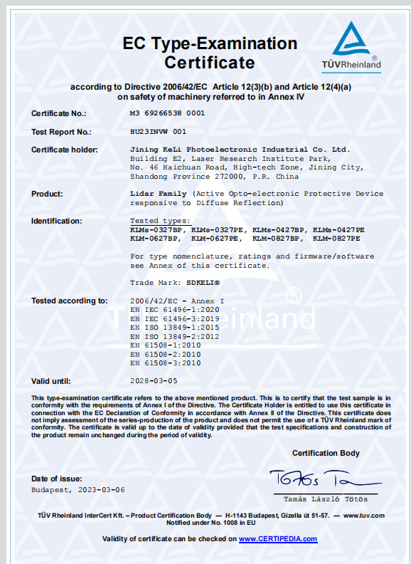 KLM and KLMs-safety certificate MD