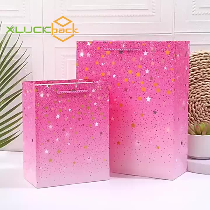 Logo gedruckt recycelbare Kraft funkelnde Sternpapiertüten