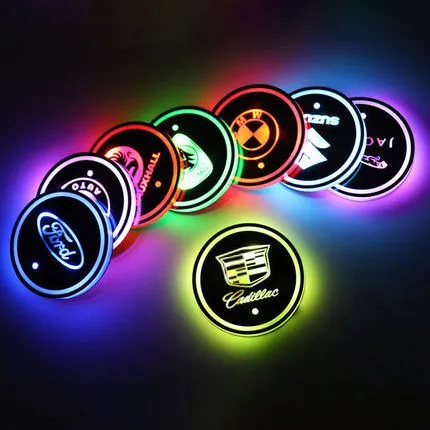 Tapa de xícara de carro LED recarregável com iluminação de logotipo1