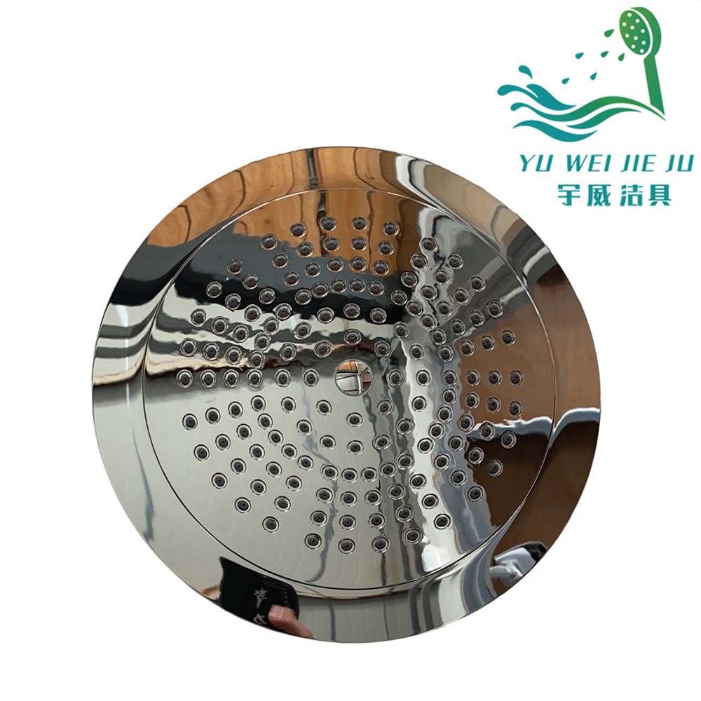 Yuwei Sanitary Ware lanza cabezal de ducha tipo lluvia redondo de acero inoxidable pulido para la renovación de baños modernos