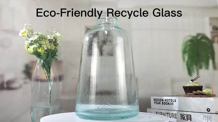 Vase en verre en verre de fleur de bourgeon recyclé bulle