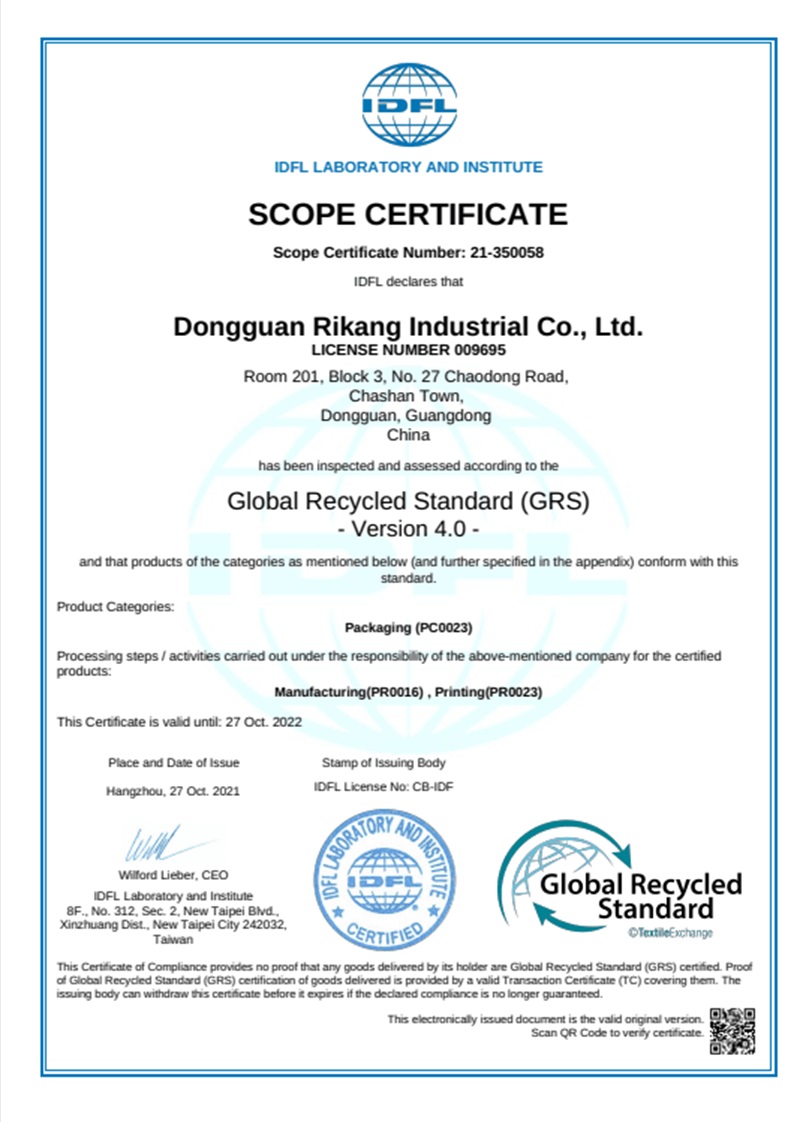 Scope Certificate