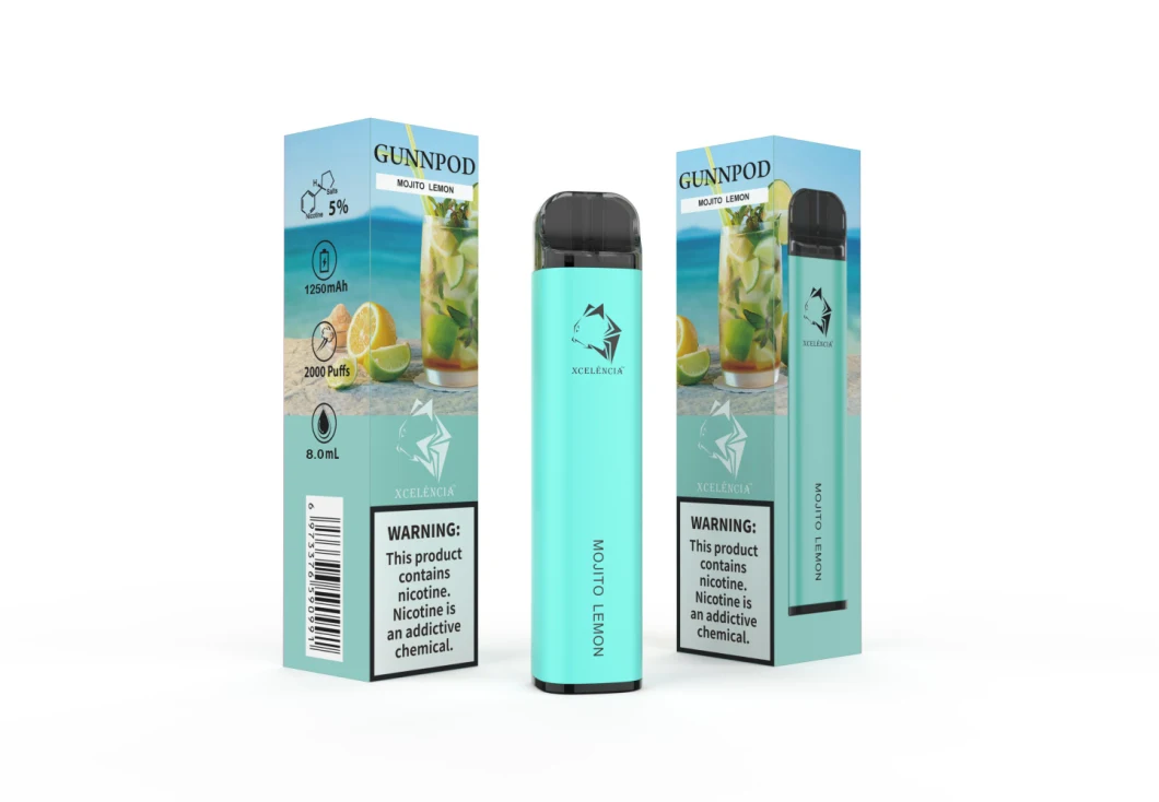 Vaporizador Gunnpod Fruit Flavor Cigarette E-Cigarette 2000 Puffs Vaporizador Vape Descartável