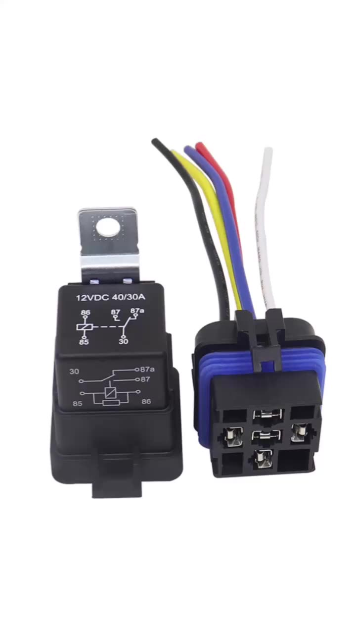 Manufacturer's Waterproof Integrated Automobile Relay 12V/24V40A 5 Pin 4 Pin Relay With Cord Socket1