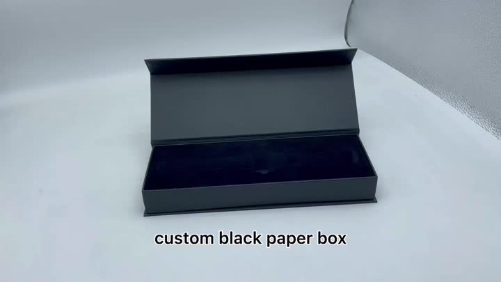 Custom black paper magnetic watch box