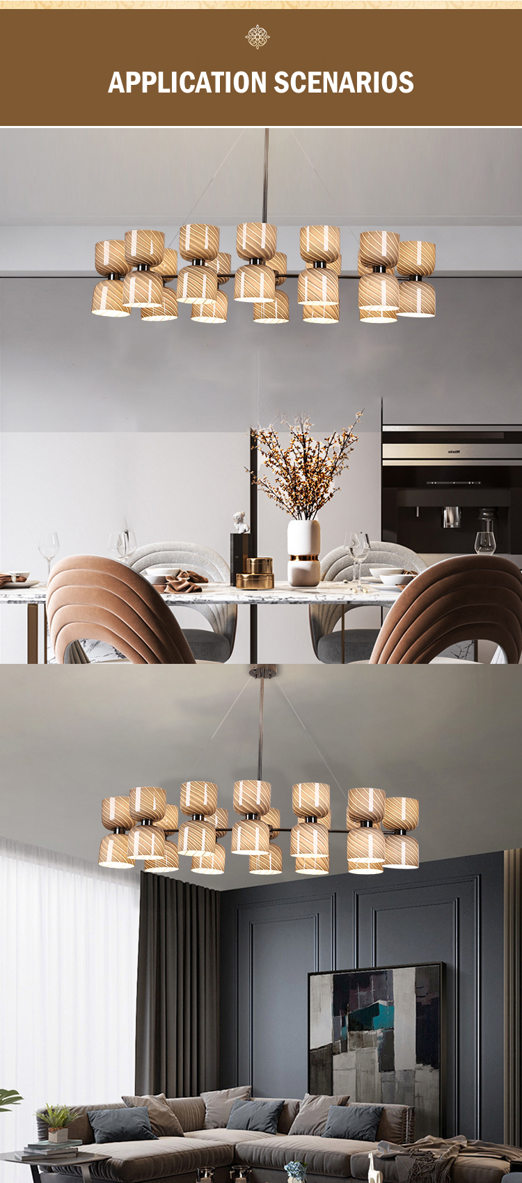 G-Lights Lámpara colgante de araña de cristal redonda E27 para sala de estar interior de lujo moderno