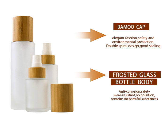 Bamboo Cap Glass Spray Lotion Bottle