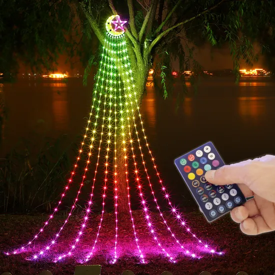 LED SMART 8 MODOS LOUN E STAR CATATAIN FAIRY APP CONTROL DE APPLO DE FLOING String Light para Garden Tree de Garden Outdoor Christmas1