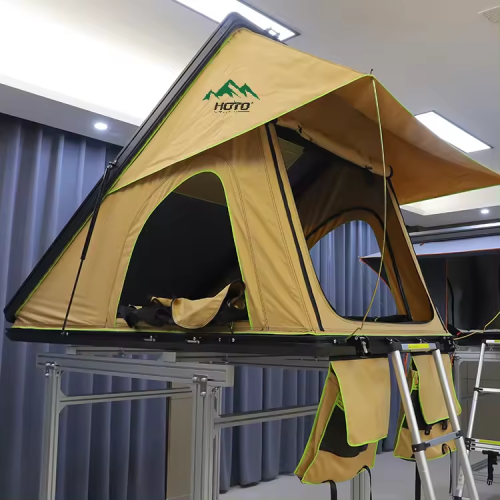 Triangular hard top roof tent